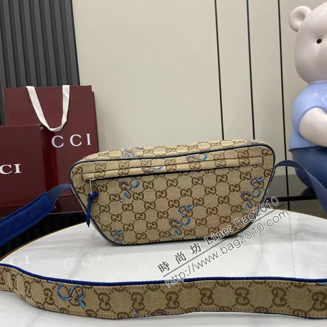 Gucci專櫃古馳最新款蛇型圖案以印花刺繡男女款腰包挎包 jh2925型號：802096